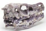 Polished Chevron Amethyst Dinosaur Crystal Skull - Ferocious! #218500-6